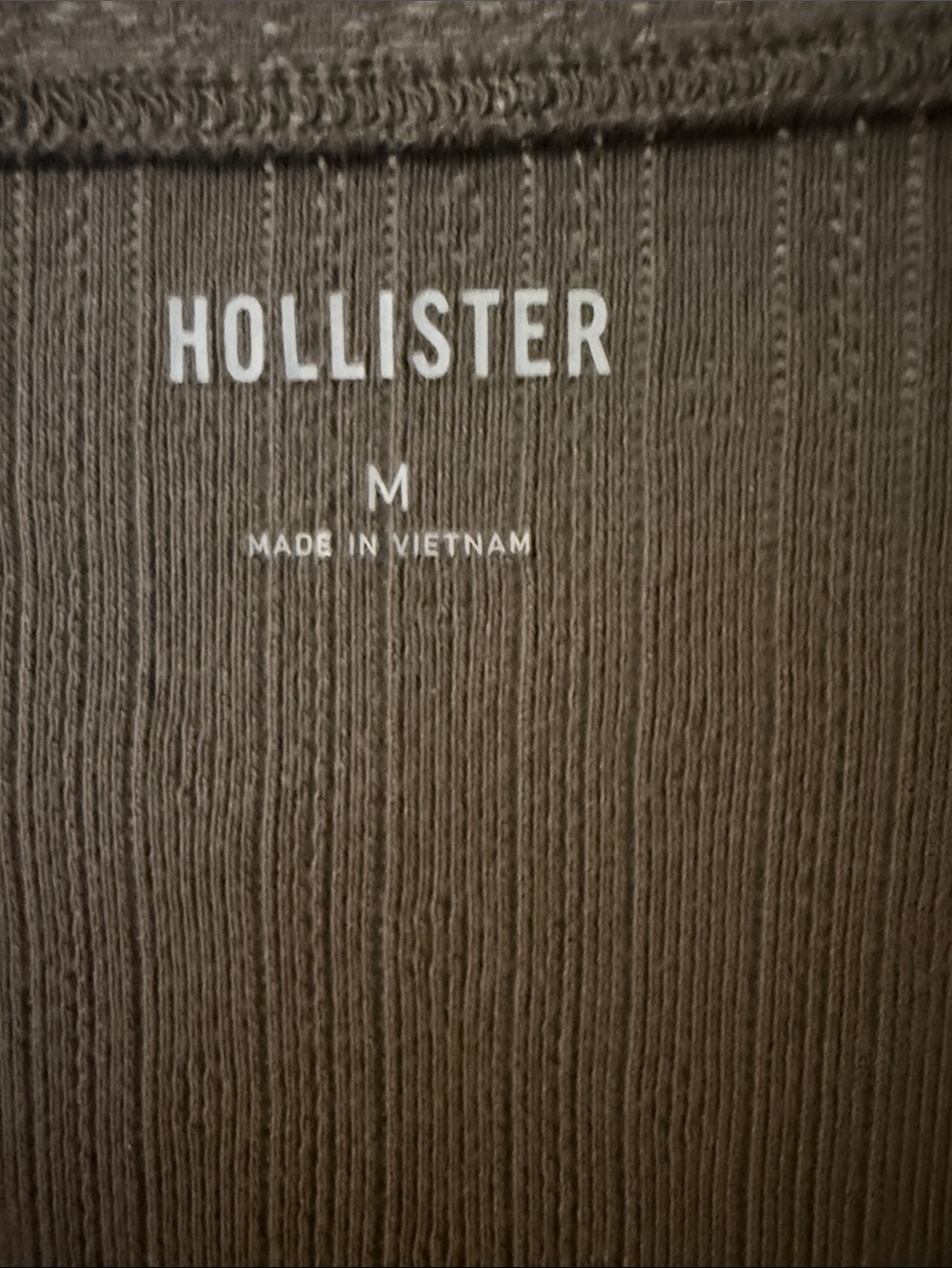 Hollister Taupe Ribbed Wrap-Front Long Sleeve Top - Picture 2 of 5
